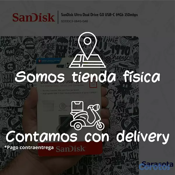 accesorios para electronica - SanDisk Pendrive Ultra Drive Dual Go USB 64Gb 3