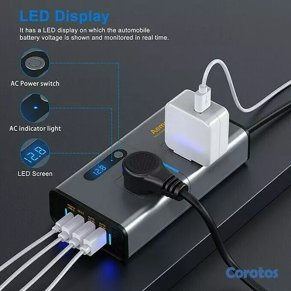 plantas e inversores - Convertidor de corriente de 12 v a 110 V 300W inversor para carro power inverter 2