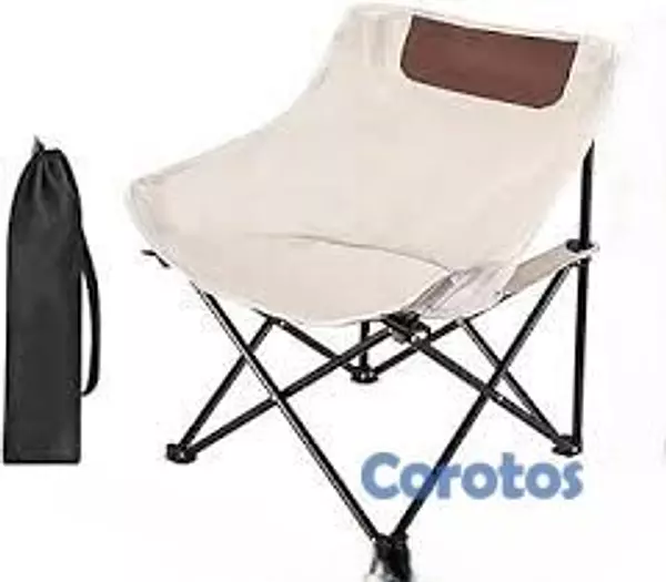 muebles y colchones - Silla portátil beige plegable para viajes y activi 3