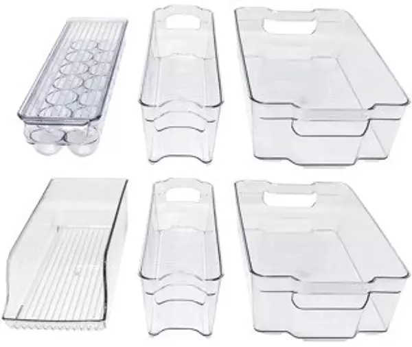 decoración y accesorios - 6 pzs Contenedores acrilicos de nevera Organizador refrigerador almacenamiento 1