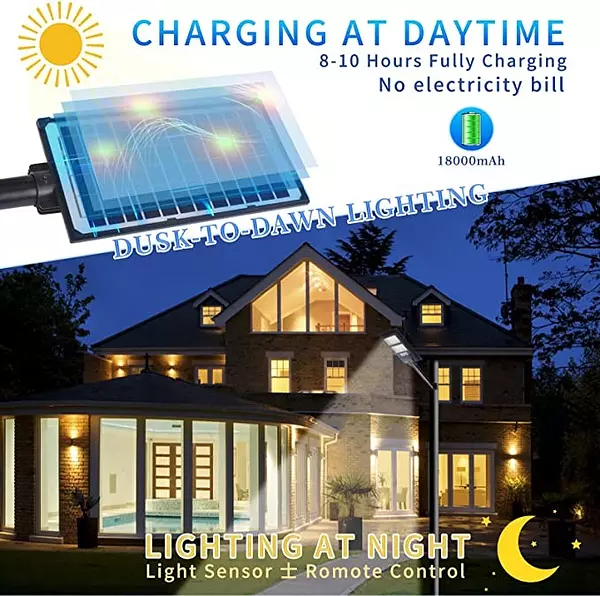 herramientas, jardines y exterior - Luz solar de 200 W con sensor de movimiento IP65 exteriores con panel 5