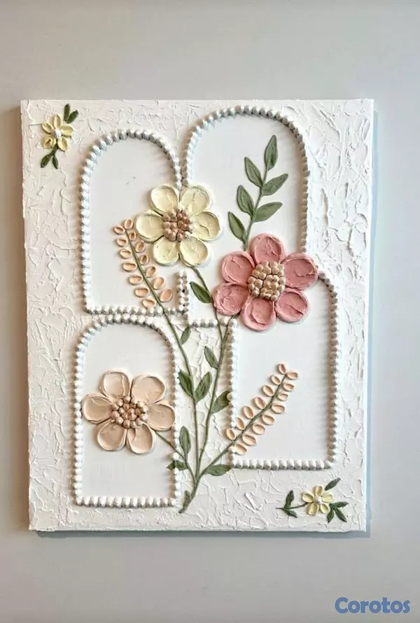arte y antigüedades - 🌼 REGALO PARA MAMÁ - Cuadro Floral Texturizado Min 8