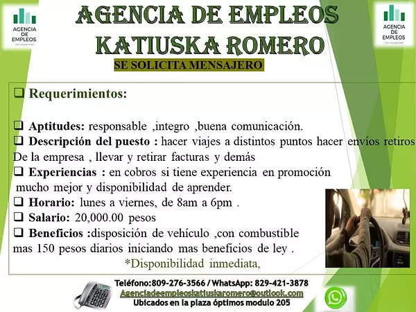 empleos disponibles - mensajero 2