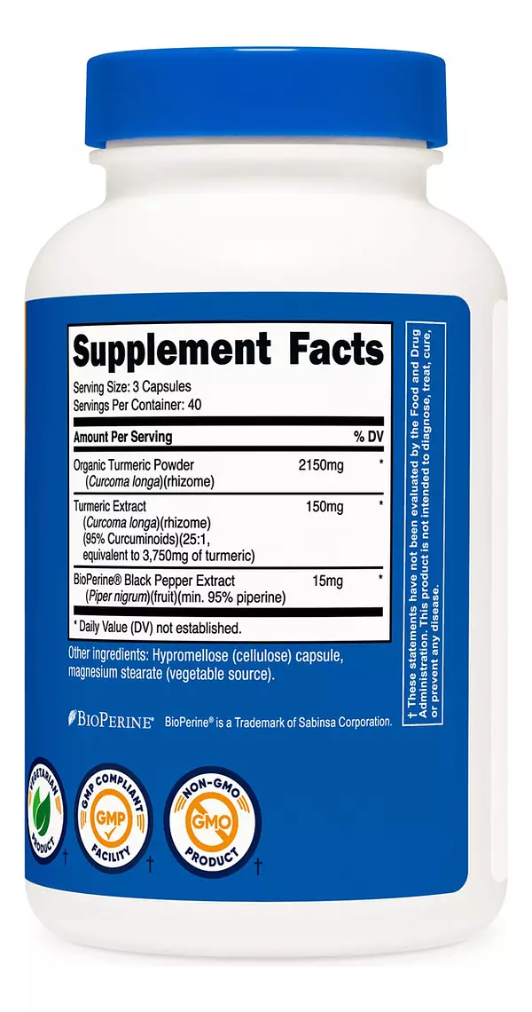 Salud y Equipamiento Médico - Nutricost Curcumina De Curcuma 95% Curcuminoides 500 Mg 120 4