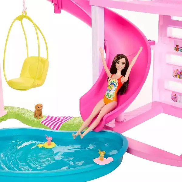 juguetes - Casa De Muñecas Barbie Dreamhouse Pool Party Con Tobogán 4