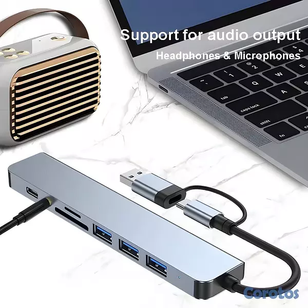 accesorios para electronica - Adaptador Hub USB C 8 en 1 – Multi-Puertos Laptop  5