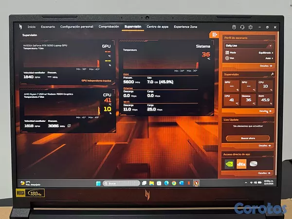 computadoras y laptops - Laptop Gamer Acer Nitro V16 RTX 5050 8GB / Ryzen 7 / 16GB DDR5 / 180Hz 7