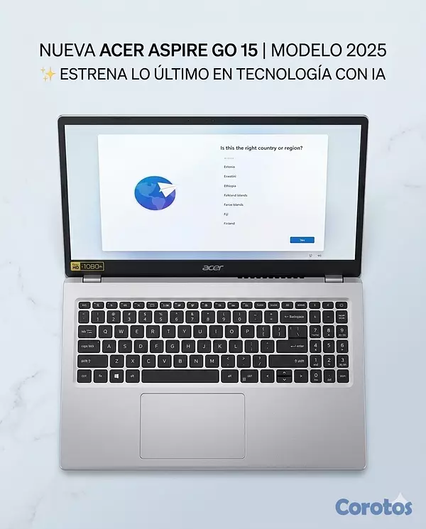 computadoras y laptops - Laptop Acer Aspire Go 15 – Nueva en Caja – Ideal para Trabajo y Estudios
 9