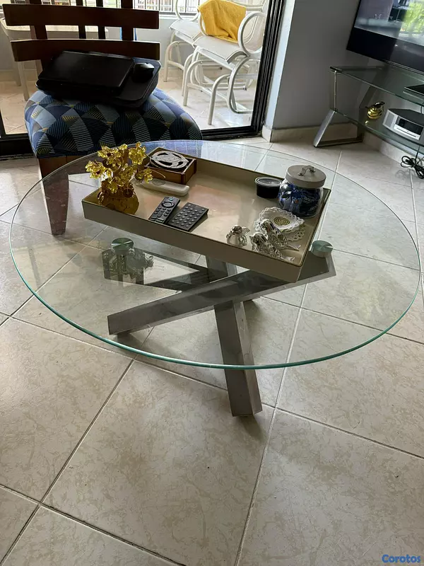 muebles y colchones - Vendo mesa con tope de cristal 
 4