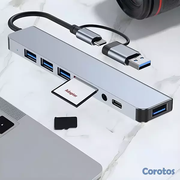 accesorios para electronica - Adaptador Hub USB C 8 en 1 – Multi-Puertos Laptop  4