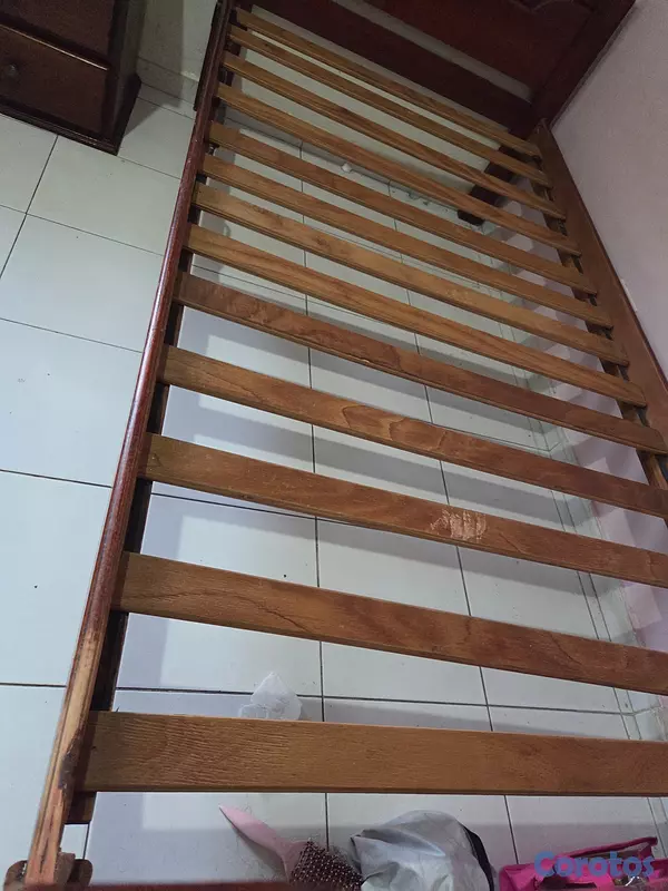 muebles y colchones - VENDO CAMA TWIN. MADERA BUENA. PINO O CAOBA.  3