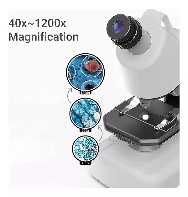 Salud y Equipamiento Médico - Microscopio Hyrenee Para Niños - Hasta 40-1200x Zoom, Kit St 3