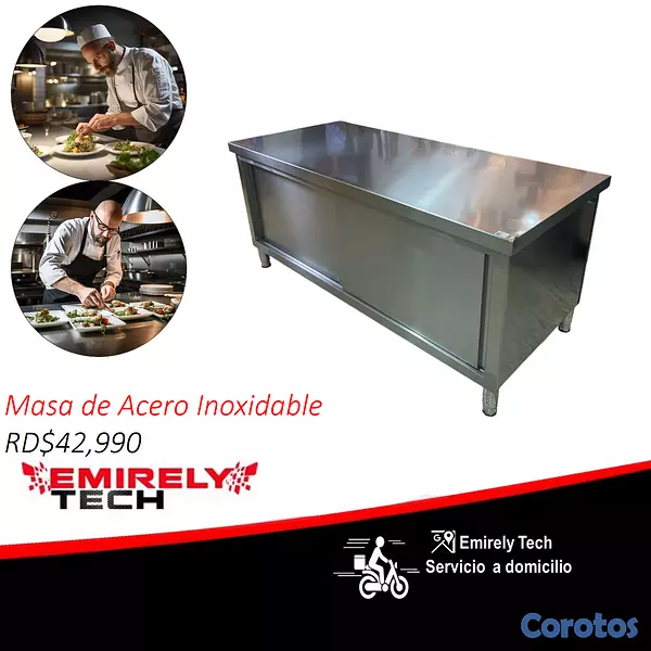 equipos profesionales - Mesa de trabajo de acero inoxidable tipo gabinete  1