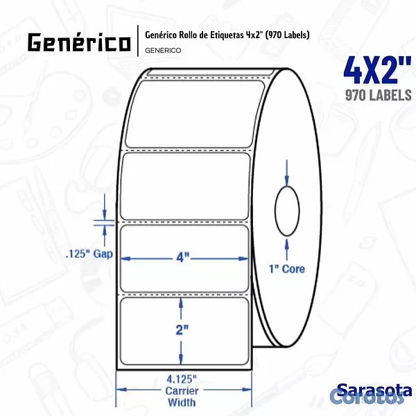 accesorios para electronica - Genérico Rollo de Etiquetas 4x2" (970 Labels) 2