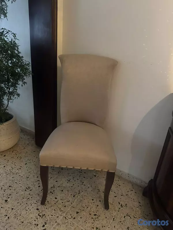 muebles y colchones - Sillas de comedor tapizadas, madera Caoba 2