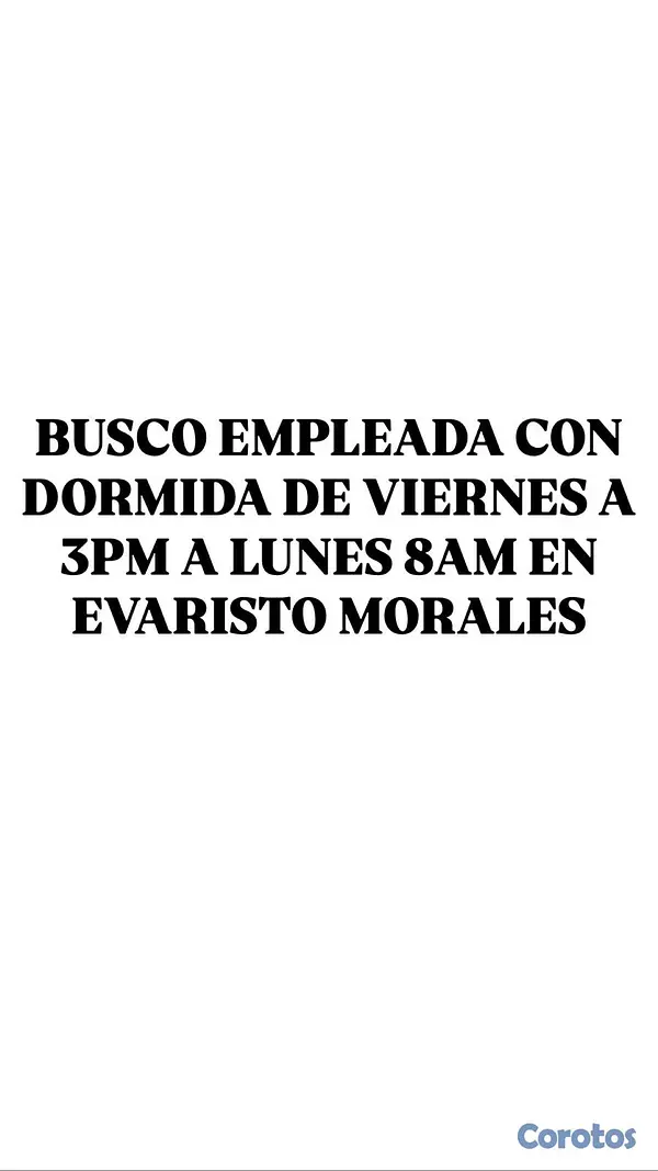 empleos disponibles - Empleada Domestica para fines de semana en el dist