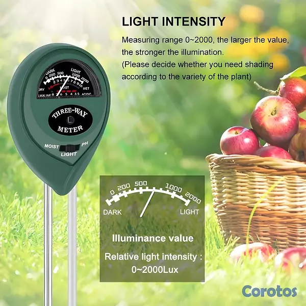 herramientas, jardines y exterior - Medidor de Suelo 3 en 1 PH - Humedad y Luz – Tester para Jardín, Plantas  Césped 4