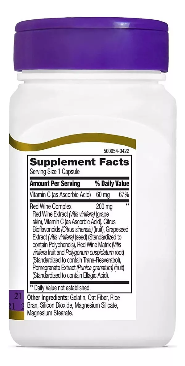 Salud y Equipamiento Médico - Resveratrol 90 Cap 21st Century 2