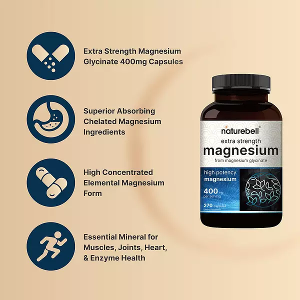Salud y Equipamiento Médico - Naturebell Glicinato De Magnesio 400 Mg 4