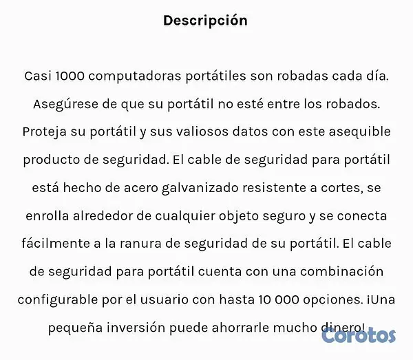 computadoras y laptops - Cable antirrobo candado seguridad para laptop note 4