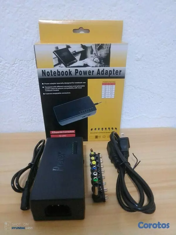 accesorios para electronica - Cargador portátil universal para laptop, 96W, 12-24V - 8 Conectores. 
 4