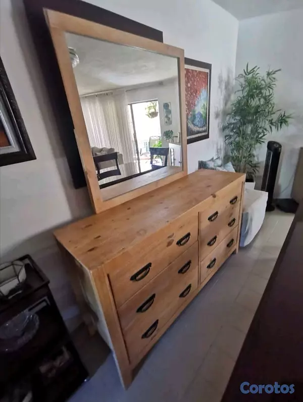 muebles y colchones - Juego de muebles para habitación: gavetero, espejo y 2 mesitas de noche
 2