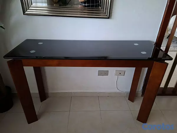 muebles y colchones - Credenza auxiliar en madera y tope vidrio 2