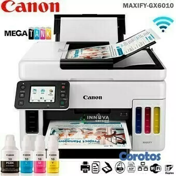 impresoras y scanners - MULTIFUNCIONAL CANON GX7010 MAXIFY, SISTEMA TINTA CONTINUA DE FABRICA , COLOR 3