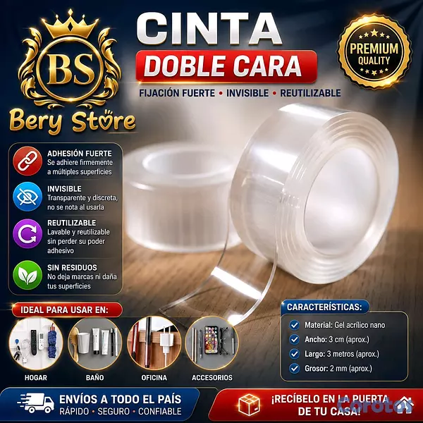 decoración y accesorios - CINTA DOBLE CARA TRANSPARENTE ADHESIVA PREMIUM | CINTA ADHESIVA DOBLE CARA | 4