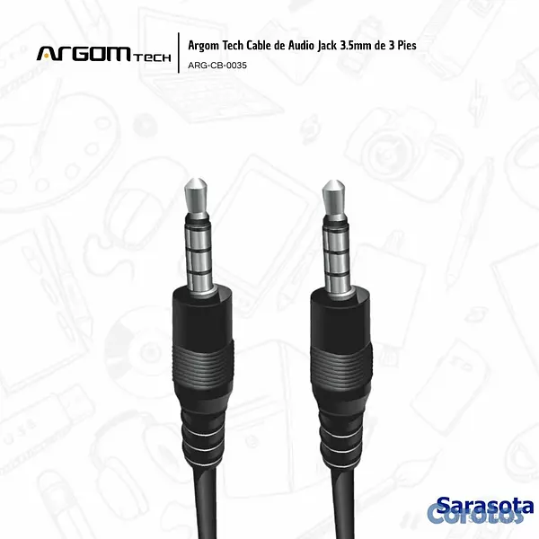 accesorios para electronica - Argom Tech Cable de Audio Jack 3.5mm de 3 Pies ARG 2