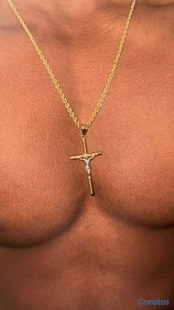 joyas, relojes y accesorios - Collar de Oro 14k Tejido Soga con Dije de Cruz 5