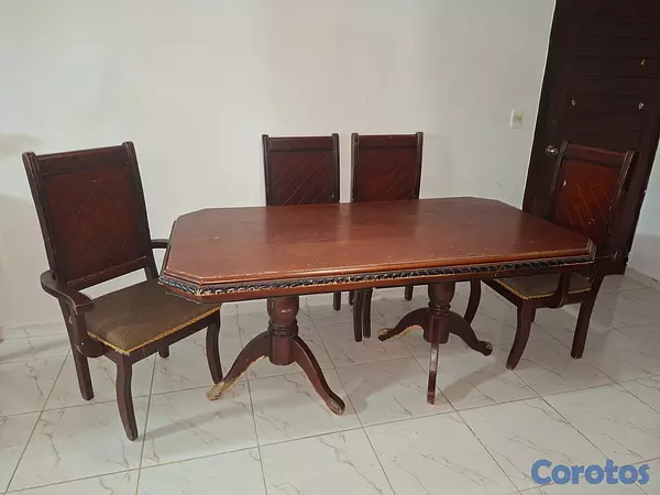 muebles y colchones - COMEDOR DE 6 SILLAS CAOBA COLOR MARRON 4