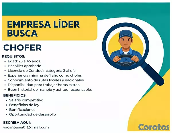 empleos disponibles - Se busca Chofer responsable para empresa en crecim