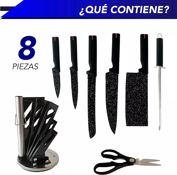cocina - Juego de cuchillos de chef 8 pzs cuchillos de cerámica con base 5 cuchillos  4