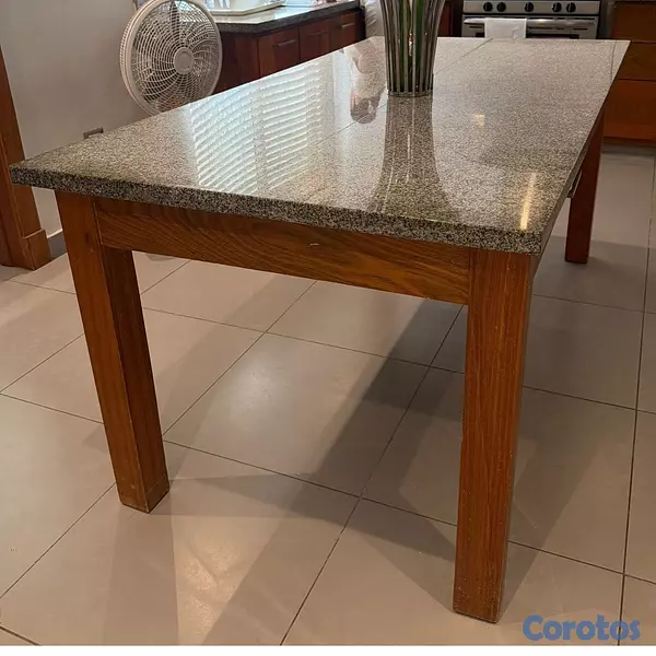 muebles y colchones - Isleta en Marmol con Patas de Madera 2