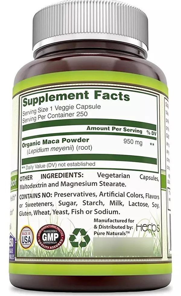 Salud y Equipamiento Médico - Pure Naturals Maca 250 Cápsulas 2