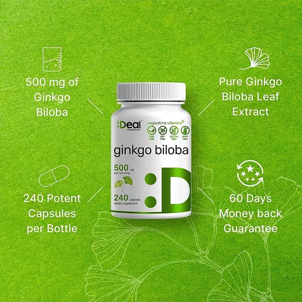 Salud y Equipamiento Médico - Ginkgo Biloba 500 Mg Extra Fuerza Cerebral Memoria 240 Cap 5