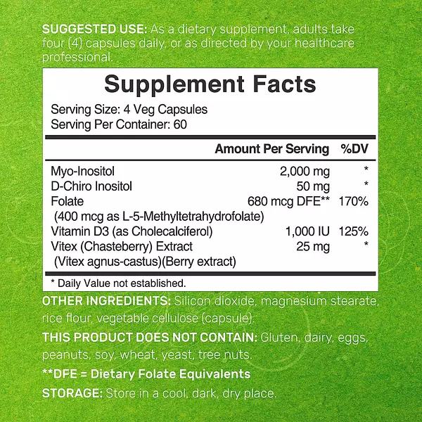 Salud y Equipamiento Médico - Mioinositol Y D-quiro Inositol 2050 Mg Por Porcion, 240 Caps 2