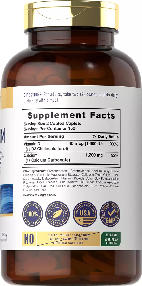 Salud y Equipamiento Médico - Calcio 1200mg Con Vitamina D3 Carlyle 2
