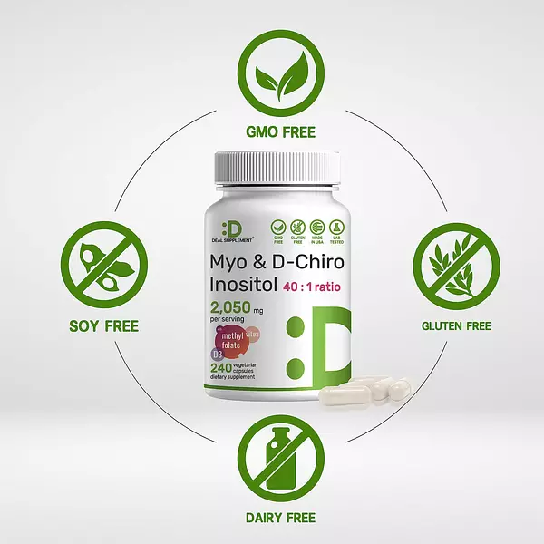 Salud y Equipamiento Médico - Mioinositol Y D-quiro Inositol 2050 Mg Por Porcion, 240 Caps 3