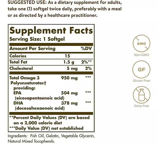 Salud y Equipamiento Médico - Omega 3 950 Mg Solgar 100 Caps - U - Unidad A $2959 3