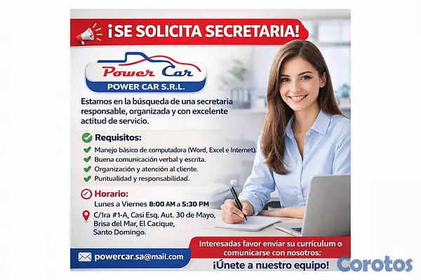 empleos disponibles - Se solicita secretaria para taller automotriz 