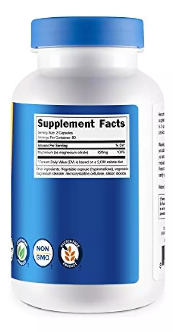 Salud y Equipamiento Médico - Nutricost Citrato De Magnesio 420 Mg, 60 Porciones 210 Mg Po 3