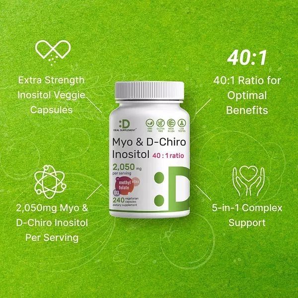 Salud y Equipamiento Médico - Mioinositol Y D-quiro Inositol 2050 Mg Por Porcion, 240 Caps 4