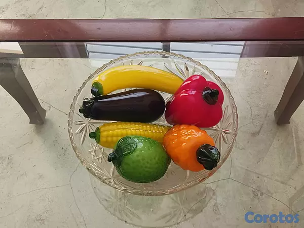 cocina - Frutero con 6 frutas de vidrio  2