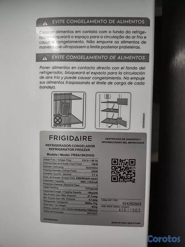 electrodomesticos - Nevera Frigidaire Inverter FRSA15K2HVG 4