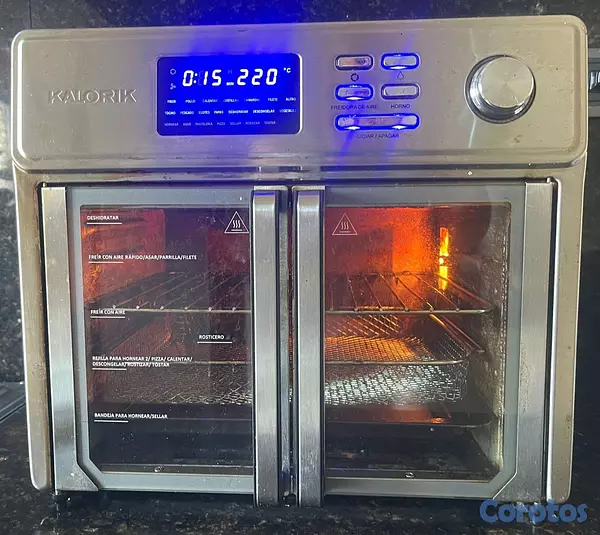 electrodomesticos - Horno Freidora de Aire 2 en 1 con Doble Puerta y Luces LED – Grande y Potente 2
