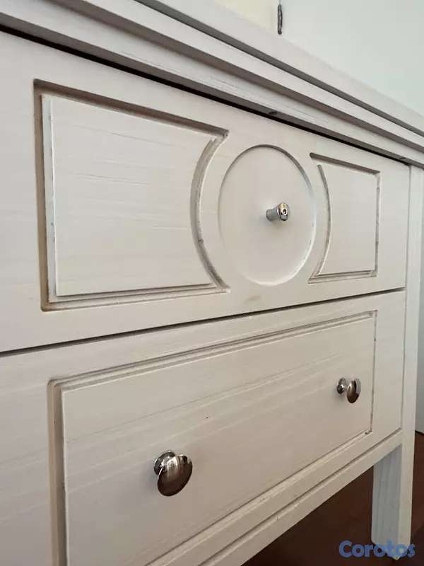 muebles y colchones - Mesa de Noche de Madera Blanca Ilumel 4