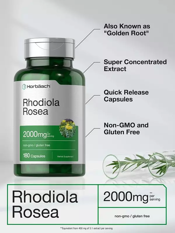 Salud y Equipamiento Médico - Raiz Rhodiola Rose 2000 Mg 180cap Horbaach 3