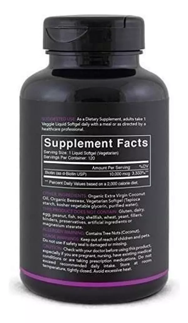 Salud y Equipamiento Médico - Biotin 10000mcg Con Aceite Coco Gluten Free Tratamiento X120 4